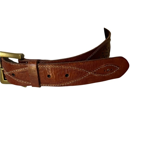 Vintage western style embroidered leather belt in chestnut brown one Size - Picture 7 of 15